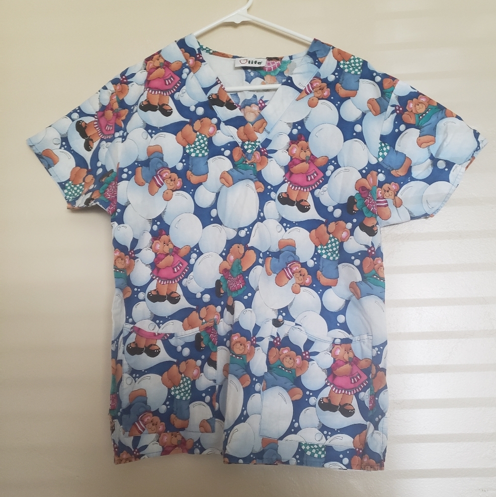 Bubbles and Bears Scrub Top